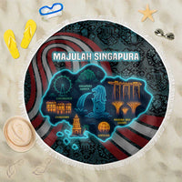 Singapore Beach Blanket with National Icons and Majulah Singapura Script