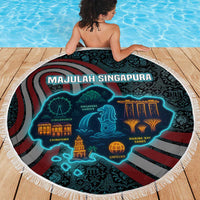 Singapore Beach Blanket with National Icons and Majulah Singapura Script