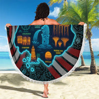 Singapore Beach Blanket with National Icons and Majulah Singapura Script