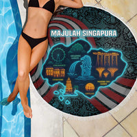 Singapore Beach Blanket with National Icons and Majulah Singapura Script