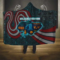 Singapore Hooded Blanket with National Icons and Majulah Singapura Script