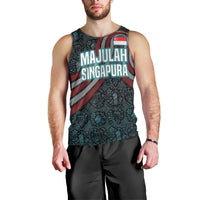 Singapore Men Tank Top with National Icons and Majulah Singapura Script