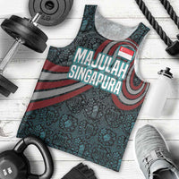 Singapore Men Tank Top with National Icons and Majulah Singapura Script