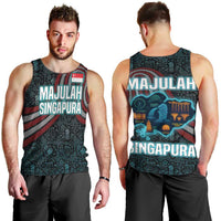 Singapore Men Tank Top with National Icons and Majulah Singapura Script