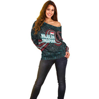 Singapore Off Shoulder Sweater with National Icons and Majulah Singapura Script