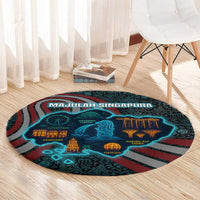 Singapore Round Carpet with National Icons and Majulah Singapura Script