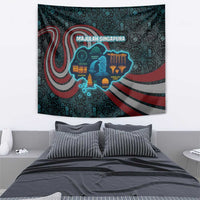 Singapore Tapestry with National Icons and Majulah Singapura Script