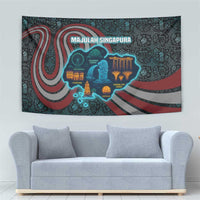 Singapore Tapestry with National Icons and Majulah Singapura Script