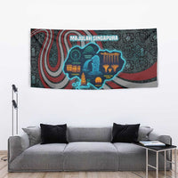 Singapore Tapestry with National Icons and Majulah Singapura Script