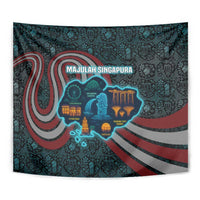 Singapore Tapestry with National Icons and Majulah Singapura Script