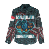 Singapore Women Casual Shirt with National Icons and Majulah Singapura Script