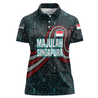 Singapore Women Polo Shirt with National Icons and Majulah Singapura Script