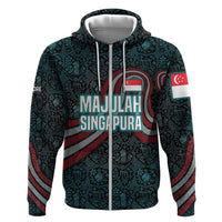 Singapore Zip Hoodie with National Icons and Majulah Singapura Script