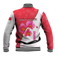 Singapore Baseball Jacket with Orchid Flower Design and National Flag Motif