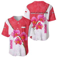 Singapore Baseball Jersey with Orchid Flower Design and National Flag Motif