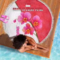 Singapore Beach Blanket with Orchid Flower Design and National Flag Motif