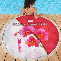 Singapore Beach Blanket with Orchid Flower Design and National Flag Motif