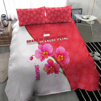Singapore Bedding Set with Orchid Flower Design and National Flag Motif