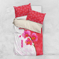 Singapore Bedding Set with Orchid Flower Design and National Flag Motif
