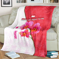 Singapore Blanket with Orchid Flower Design and National Flag Motif
