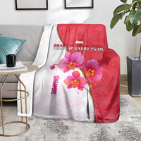 Singapore Blanket with Orchid Flower Design and National Flag Motif