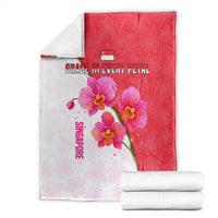 Singapore Blanket with Orchid Flower Design and National Flag Motif