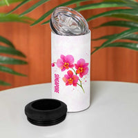 Singapore 4 in 1 Can Cooler Tumbler with Orchid Flower Design and National Flag Motif