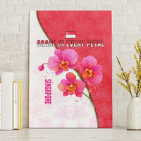 Singapore Canvas Wall Art with Orchid Flower Design and National Flag Motif