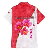Singapore Family Matching Mermaid Dress and Hawaiian Shirt with Orchid Flower Design and National Flag Motif