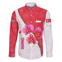 Singapore Family Matching Puletasi and Hawaiian Shirt with Orchid Flower Design and National Flag Motif