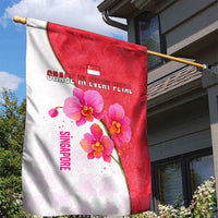 Singapore Garden Flag with Orchid Flower Design and National Flag Motif