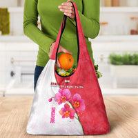 Singapore Grocery Bag with Orchid Flower Design and National Flag Motif