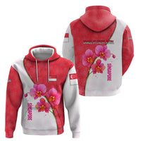 Singapore Hoodie with Orchid Flower Design and National Flag Motif