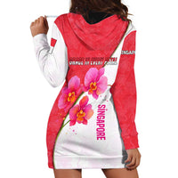 Singapore Hoodie Dress with Orchid Flower Design and National Flag Motif