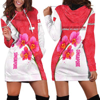 Singapore Hoodie Dress with Orchid Flower Design and National Flag Motif