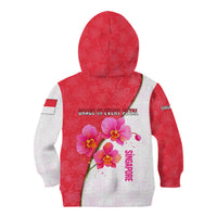 Singapore Kid Hoodie with Orchid Flower Design and National Flag Motif