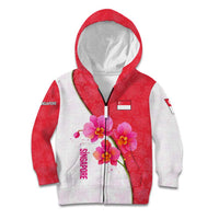 Singapore Kid Hoodie with Orchid Flower Design and National Flag Motif