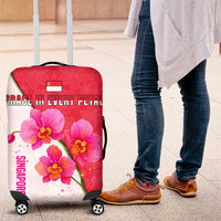 Singapore Luggage Cover with Orchid Flower Design and National Flag Motif