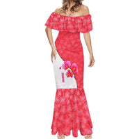 Singapore Mermaid Dress with Orchid Flower Design and National Flag Motif
