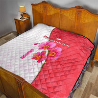 Singapore Quilt with Orchid Flower Design and National Flag Motif
