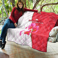 Singapore Quilt with Orchid Flower Design and National Flag Motif
