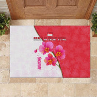 Singapore Rubber Doormat with Orchid Flower Design and National Flag Motif