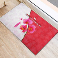 Singapore Rubber Doormat with Orchid Flower Design and National Flag Motif