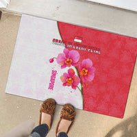 Singapore Rubber Doormat with Orchid Flower Design and National Flag Motif