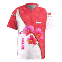 Singapore Rugby Jersey with Orchid Flower Design and National Flag Motif