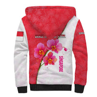 Singapore Sherpa Hoodie with Orchid Flower Design and National Flag Motif