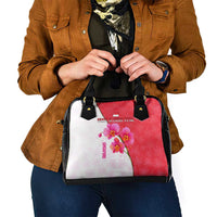 Singapore Shoulder Handbag with Orchid Flower Design and National Flag Motif