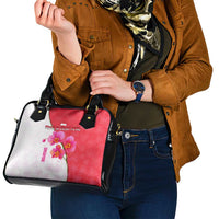 Singapore Shoulder Handbag with Orchid Flower Design and National Flag Motif