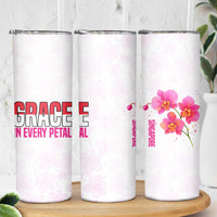 Singapore Skinny Tumbler with Orchid Flower Design and National Flag Motif