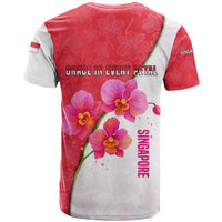 Singapore T Shirt with Orchid Flower Design and National Flag Motif